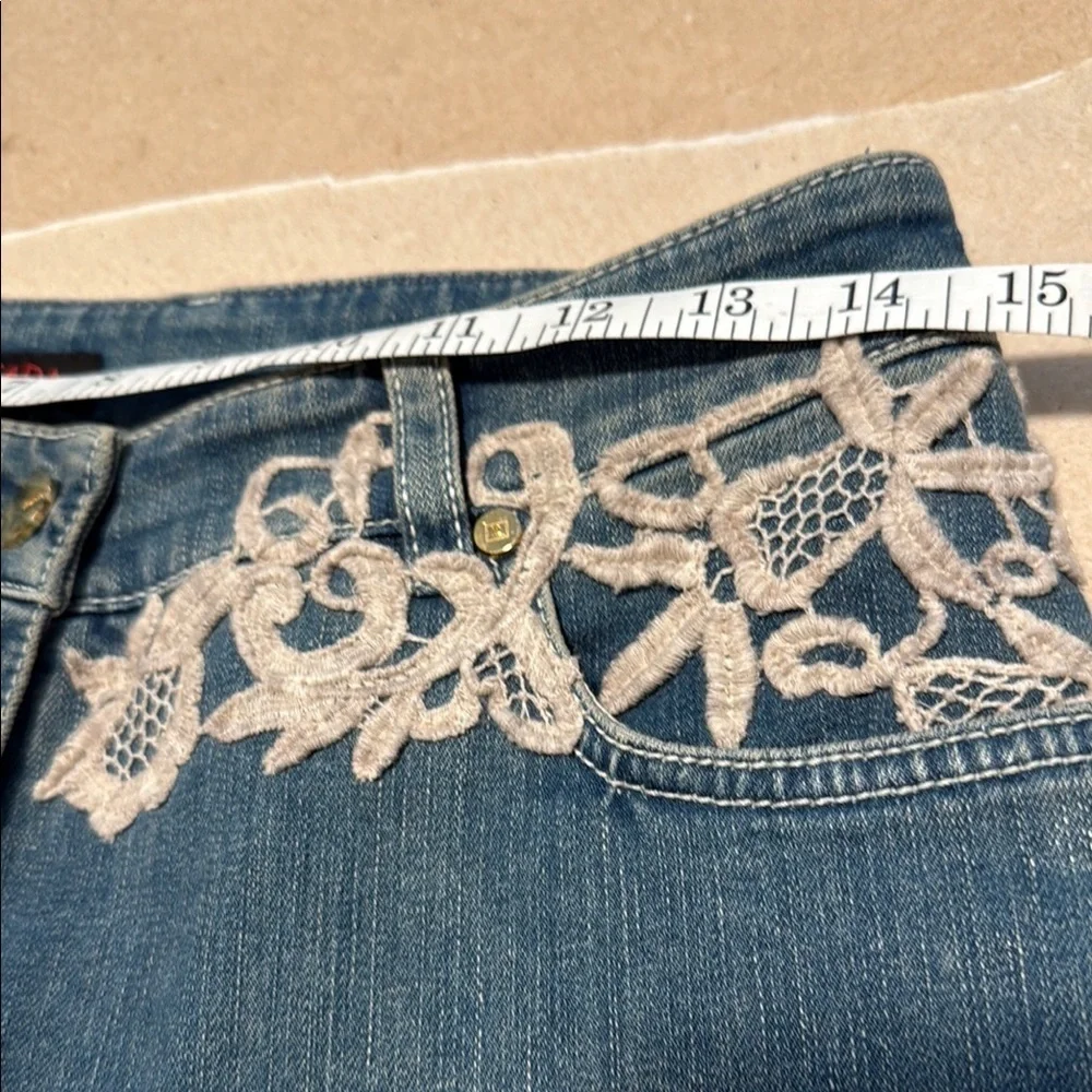 Escada Blue Jeans with Cream Lace Accent EU 36/S